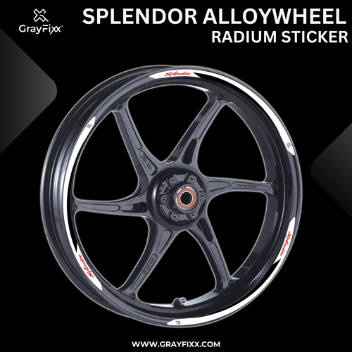 Alloy Wheel Radium Sticker for Splendor | Made in Premium Radium with FPF (Fade Protection Film), Waterproof, Precut Sticker, Pack Of 12